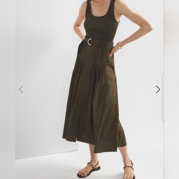White House Black Market Dark Green Belted Utility Maxi Skirt Sz 0 - Picture 1 of 8
